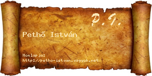 Pethő István névjegykártya